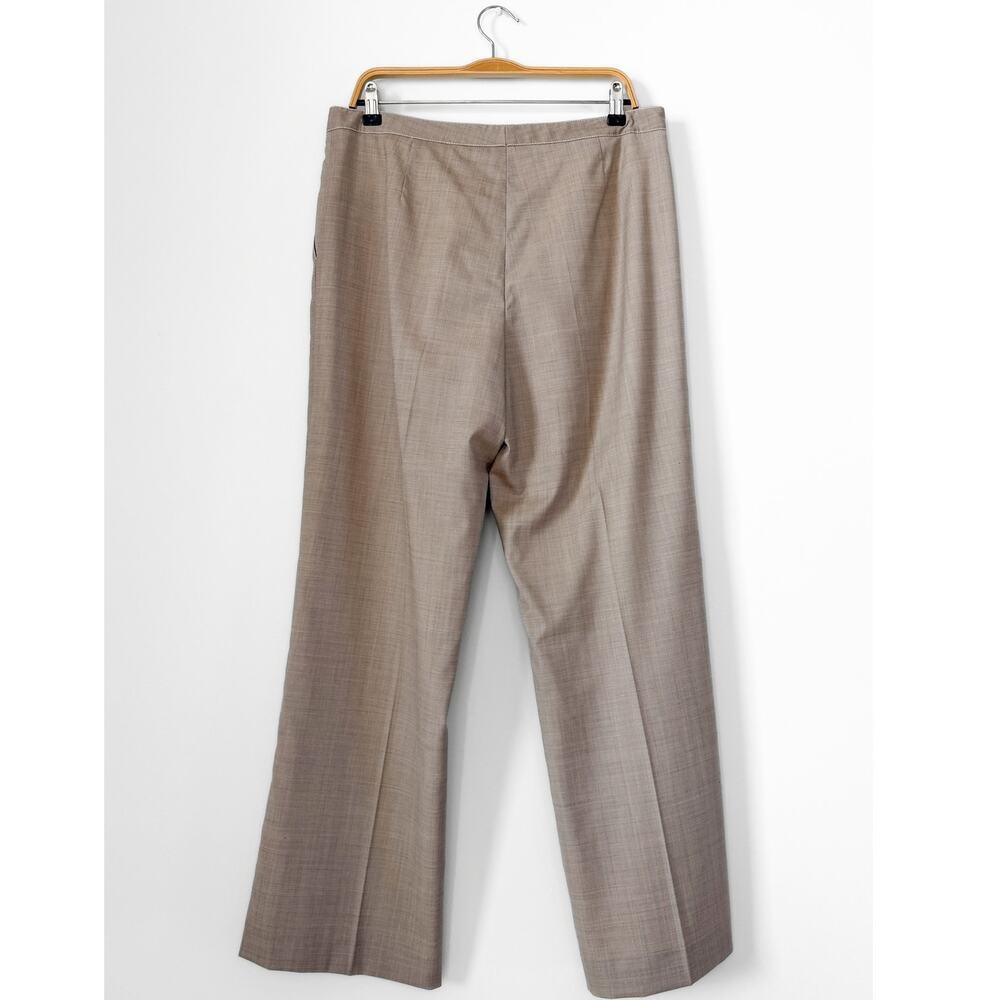 Carolina Herrera Brown Gray Virgin Wool Silk Woven Wide Leg Trouser Pants 14 - Picture 3 of 7